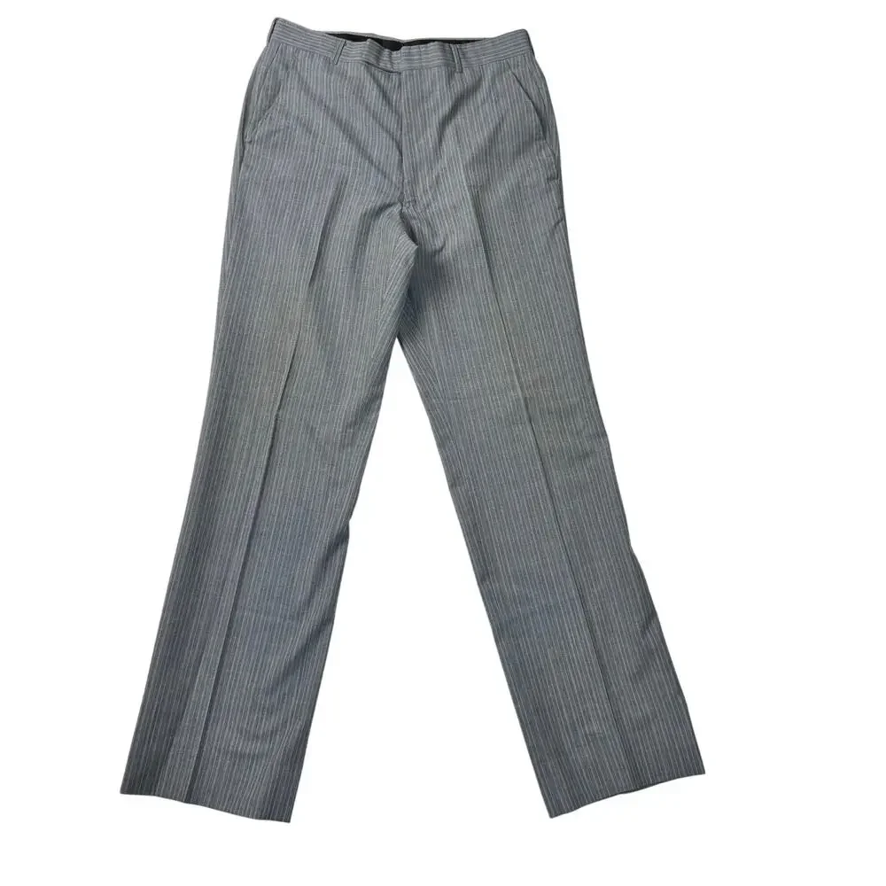 1970s VTG Aquascutum London Gray Pinstripe Two Piece Suit 40R 34x33 Dual Label